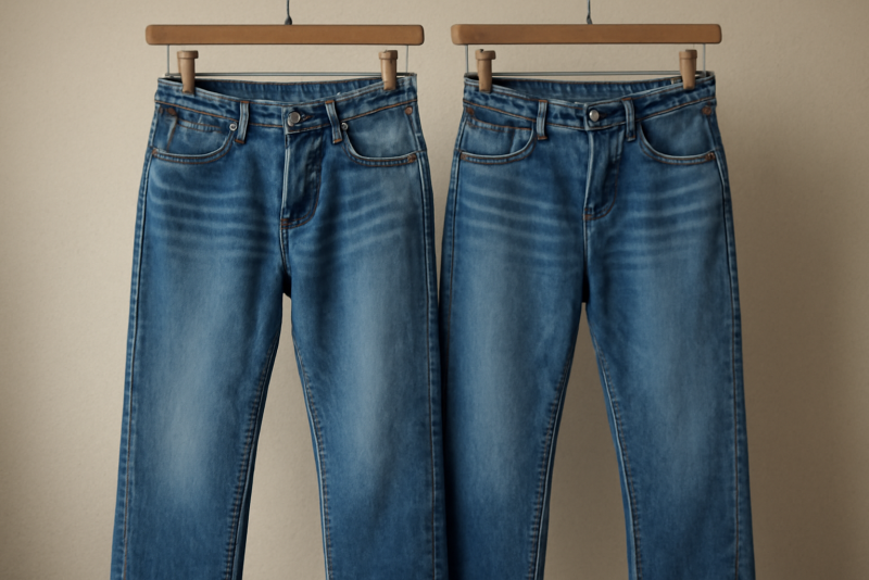 deux jeans suspendus cote a cote