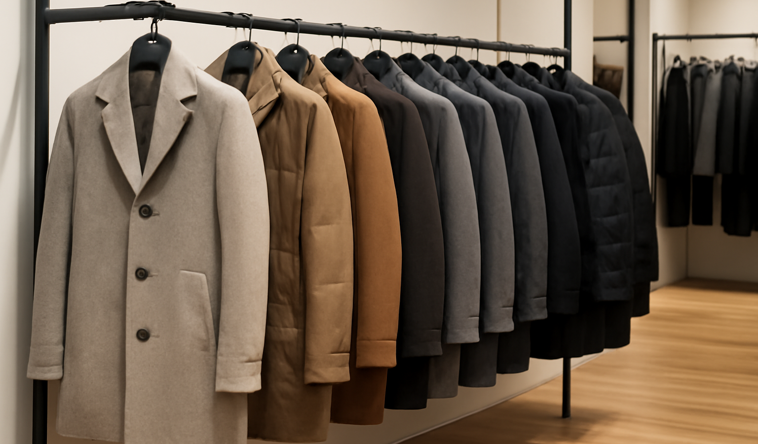 rayon de manteaux contemporains en magasin