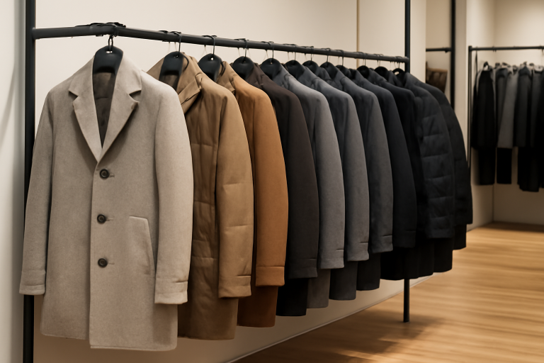 rayon de manteaux contemporains en magasin