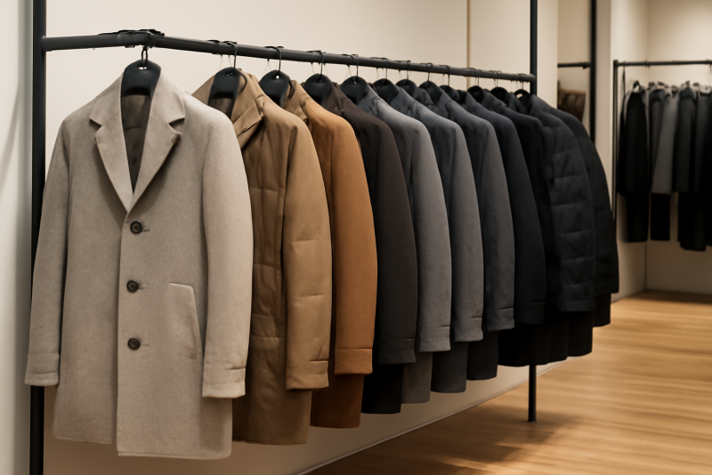 rayon de manteaux contemporains en magasin