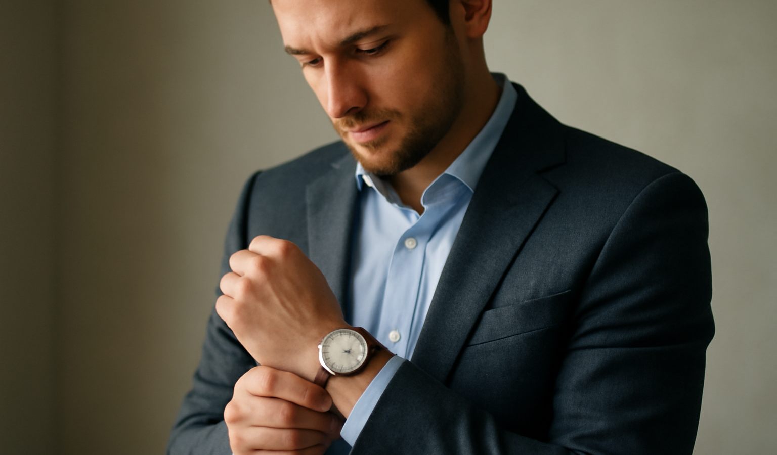 homme ajoutant une montre à sa tenue