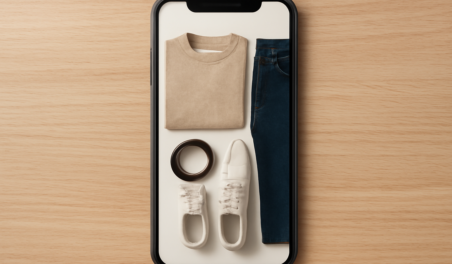 écran de smartphone affichant tenue organisée