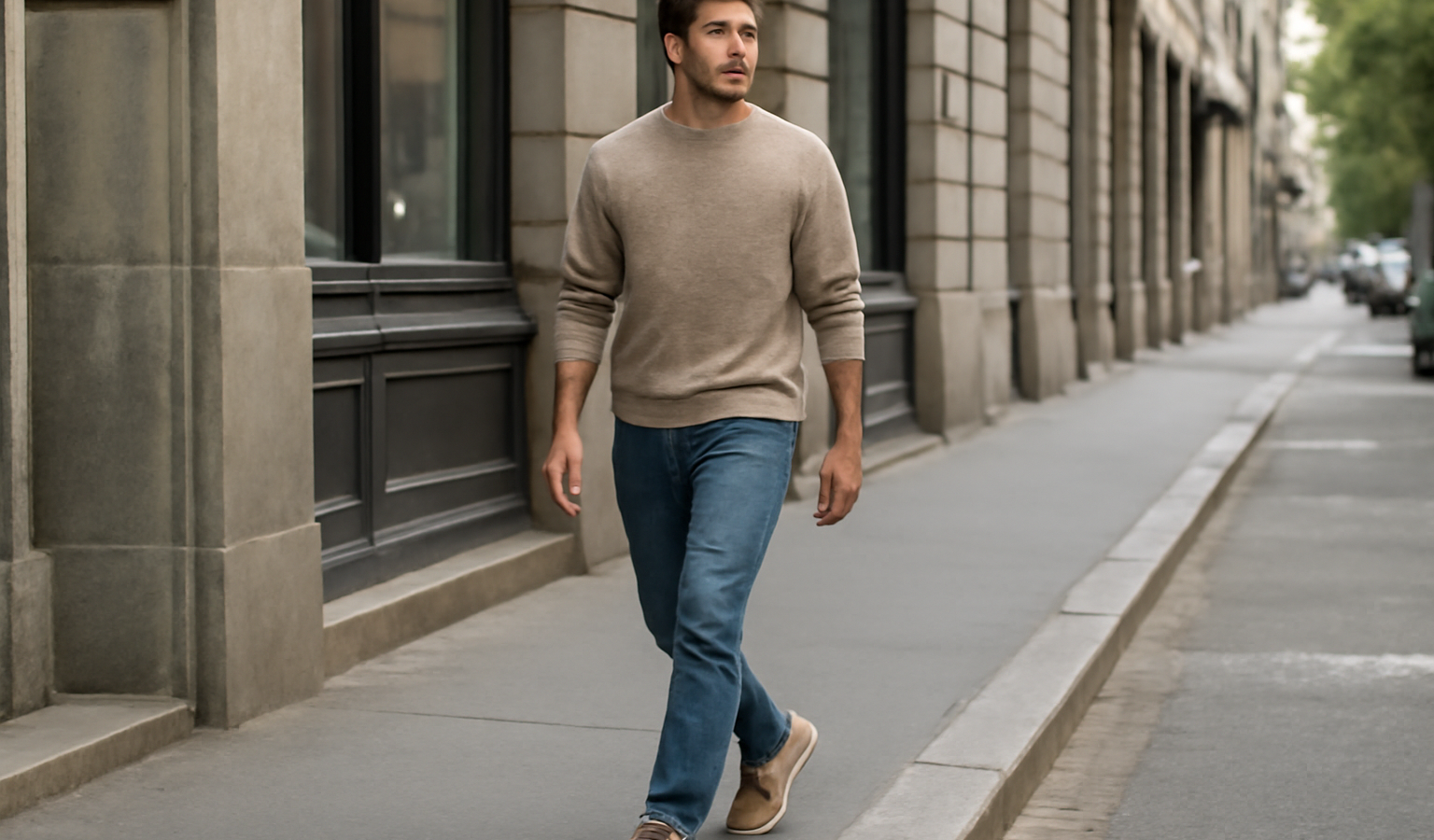 homme marchant en baskets confortables en ville