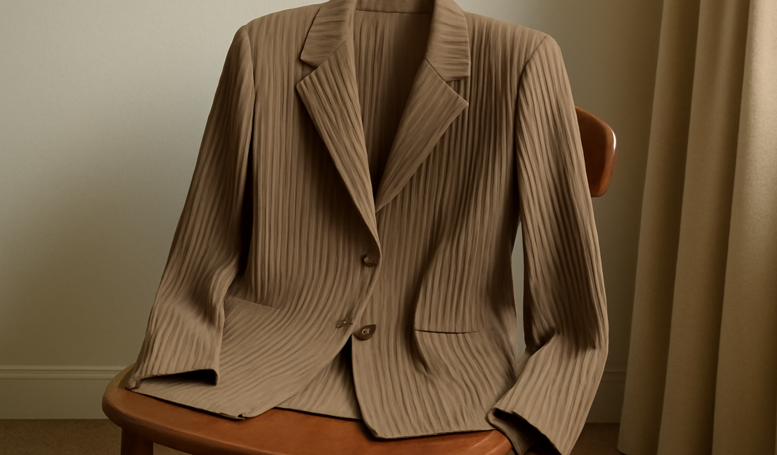 blazer plissé posé sur chaise