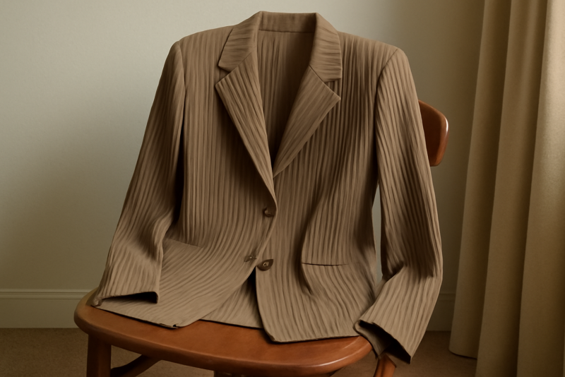 blazer plissé posé sur chaise