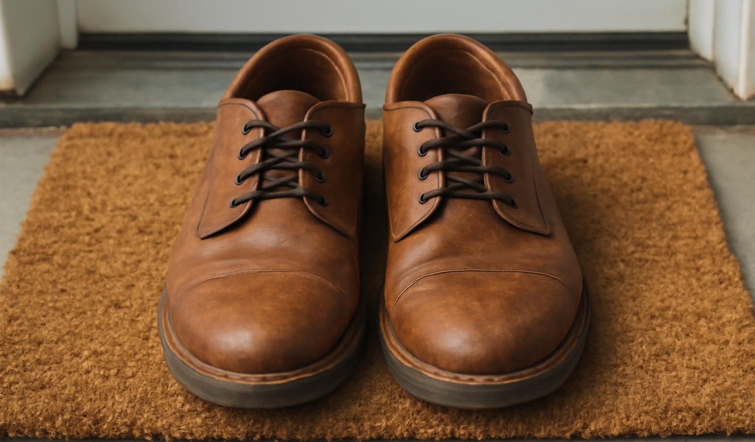 paire de chaussures sur paillasson