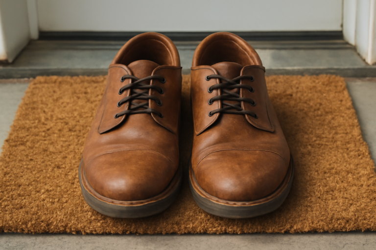paire de chaussures sur paillasson