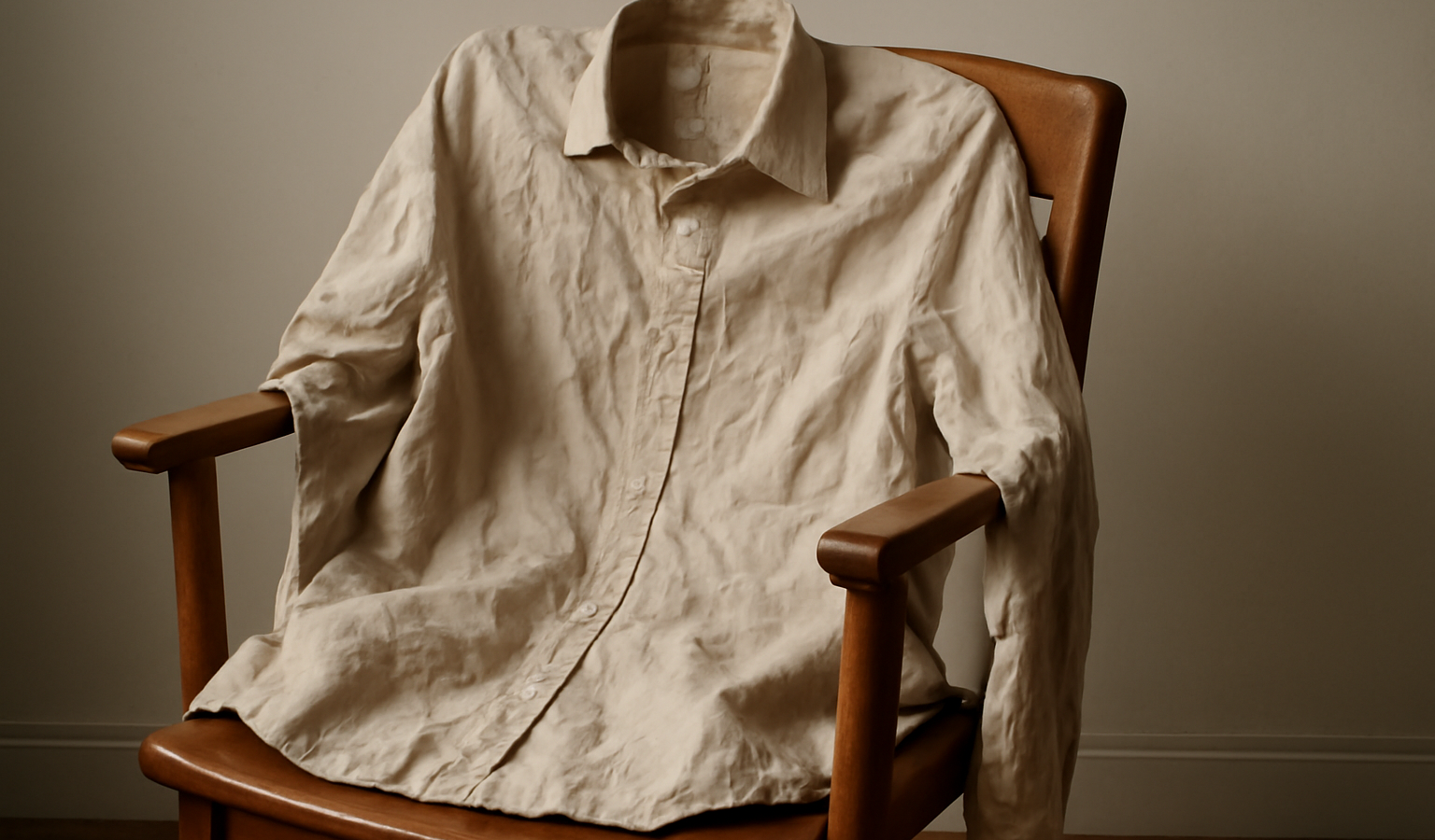 chemise froissée posée sur chaise