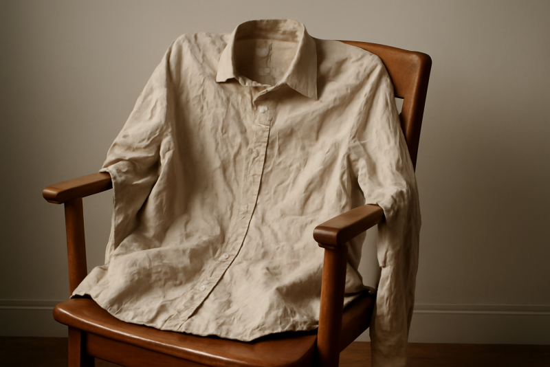 chemise froissée posée sur chaise