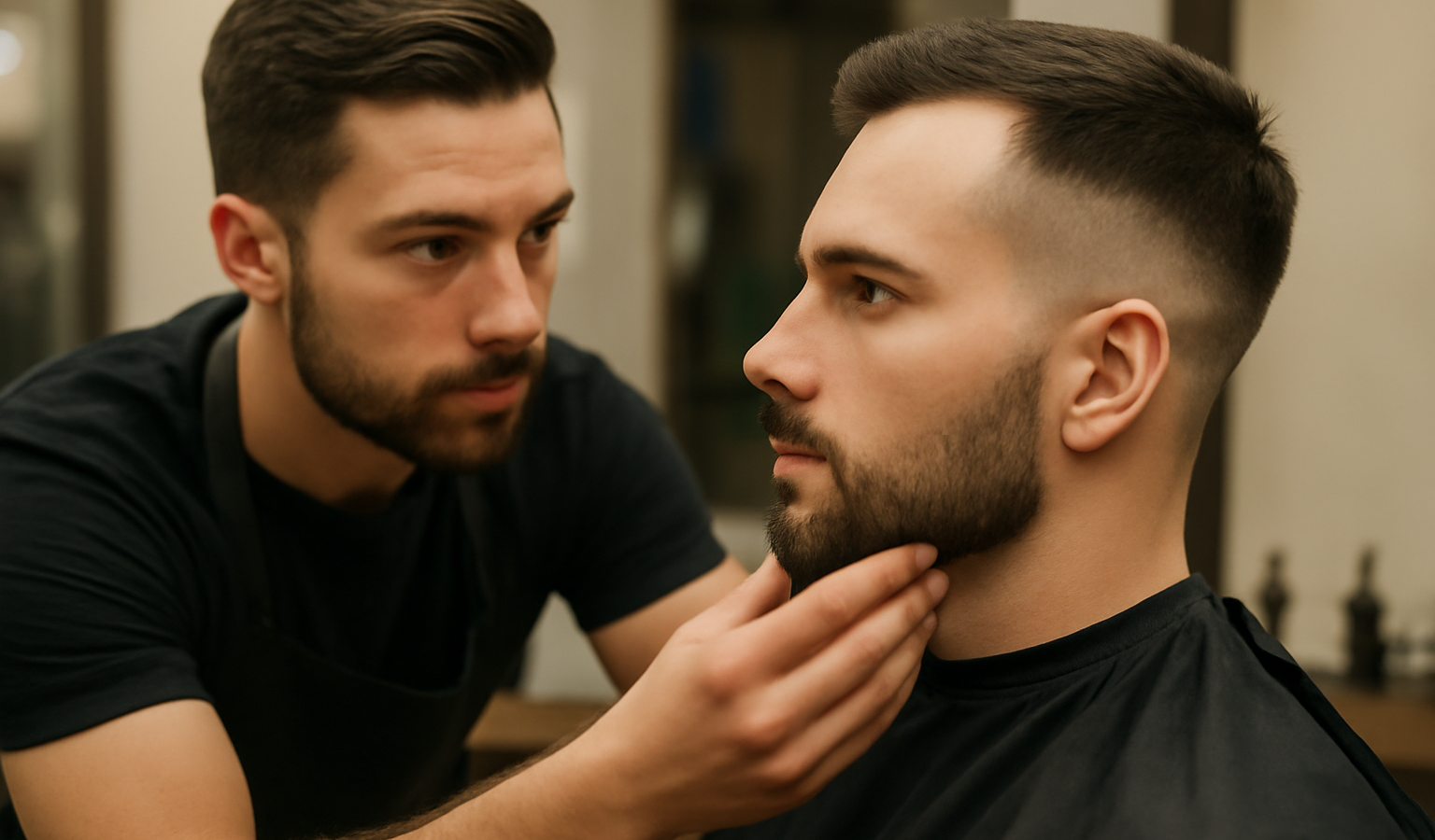 coiffeur examinant profil d'un client