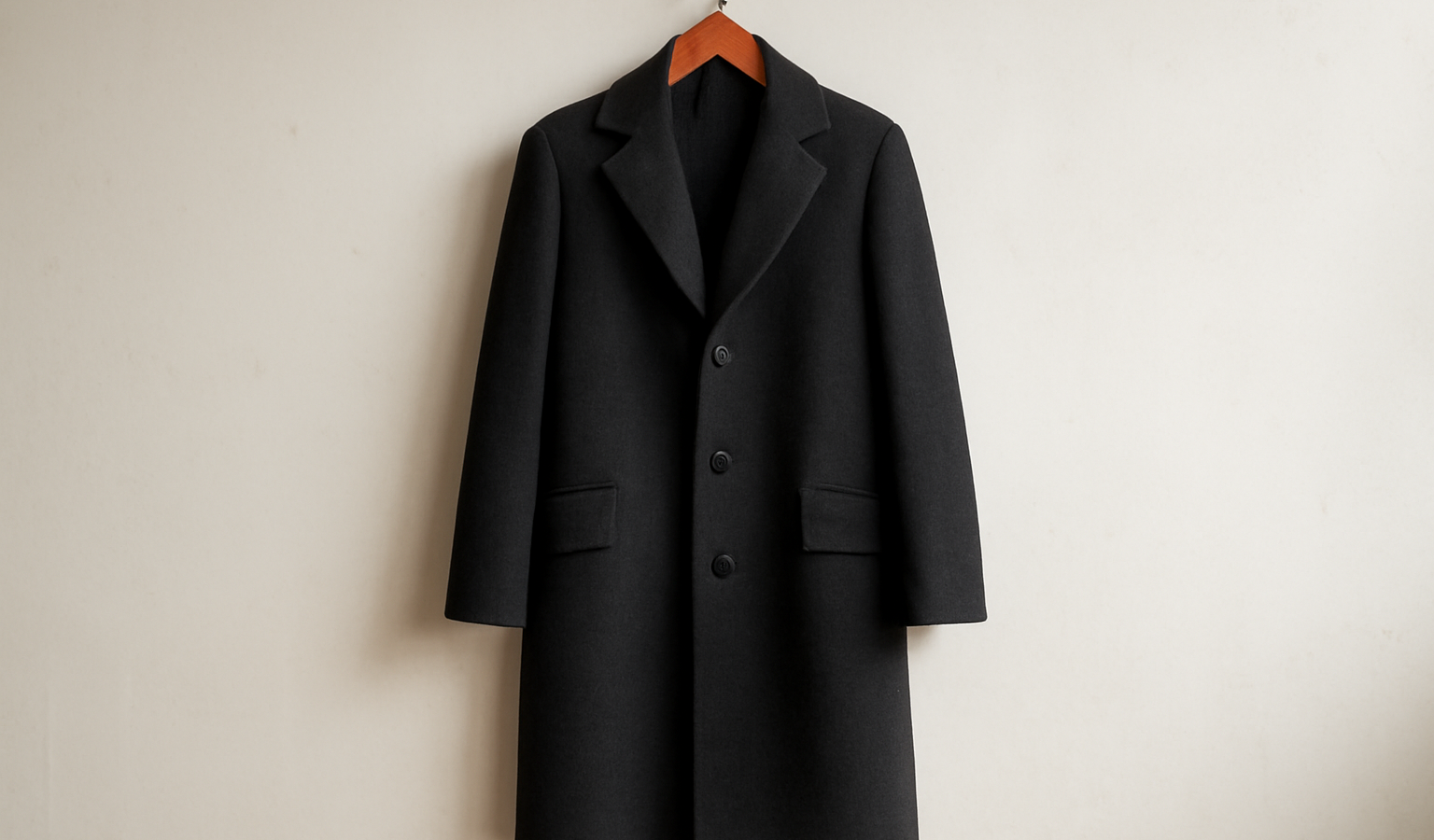 manteau long suspendu contre mur