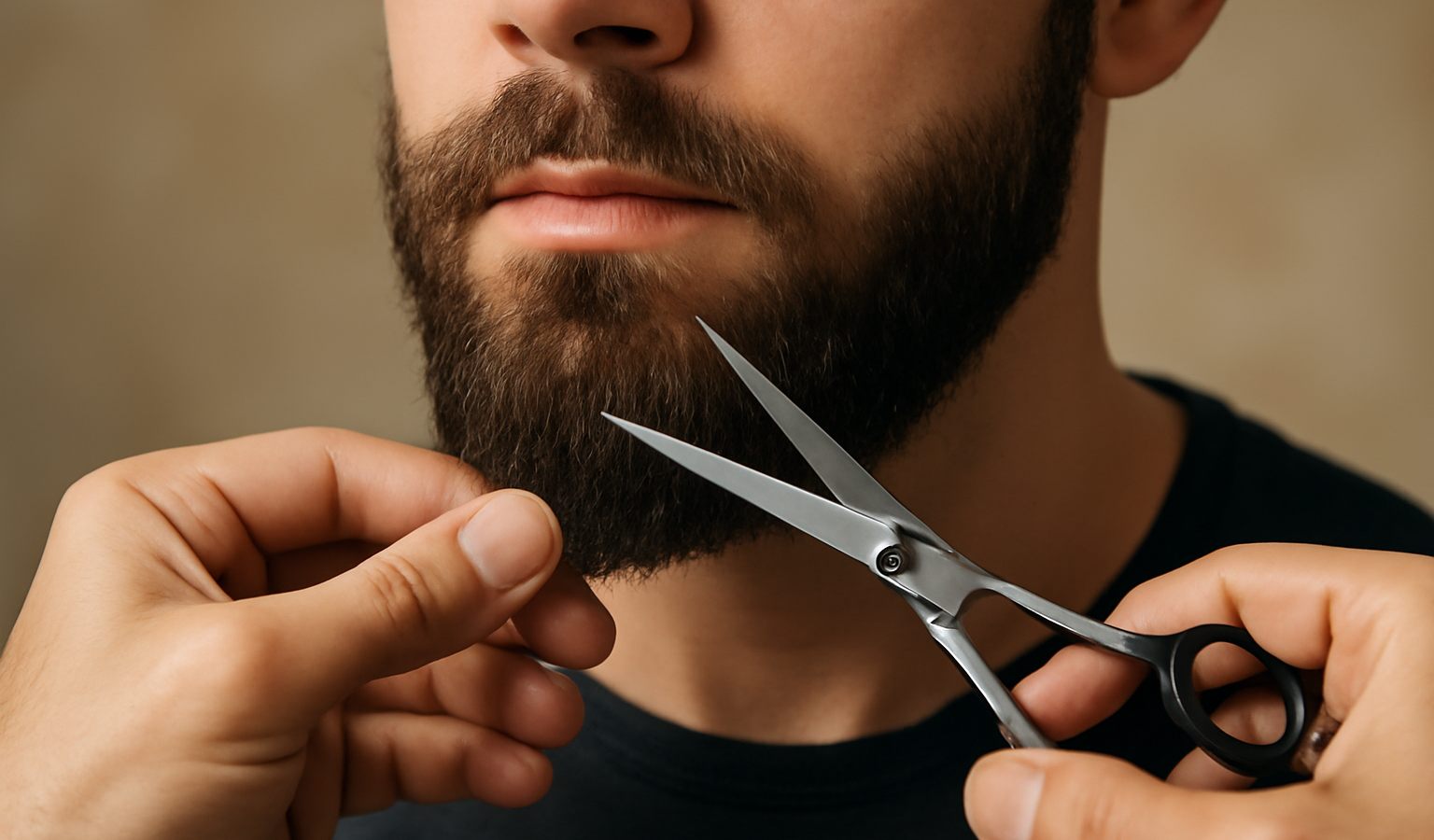 mains coupant pointes de barbe avec ciseaux