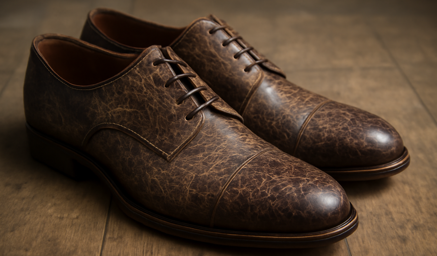 paire de chaussures en cuir craquelé