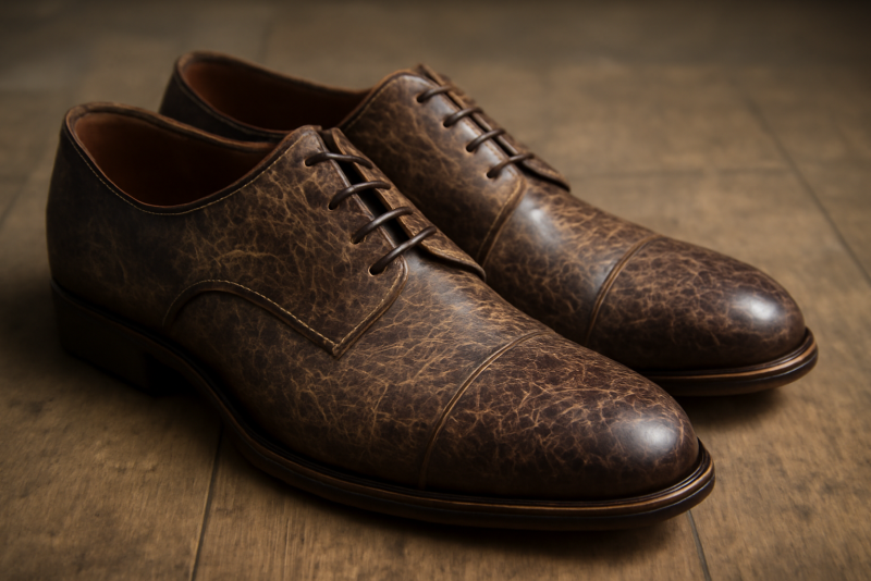 paire de chaussures en cuir craquelé