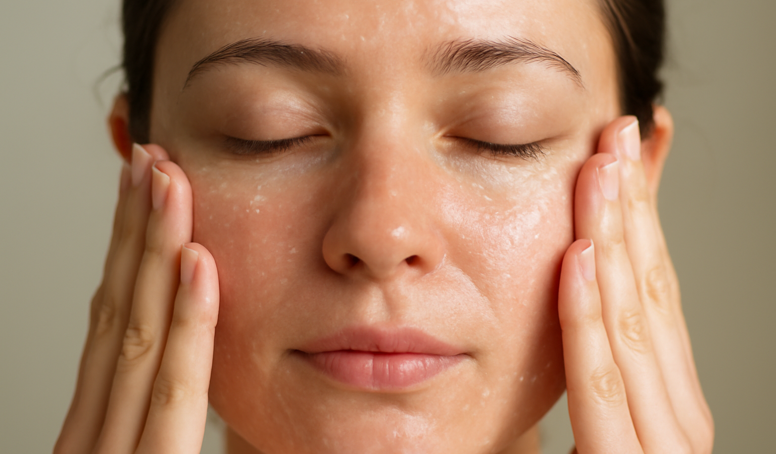 mains appliquant un gel nettoyant sur visage