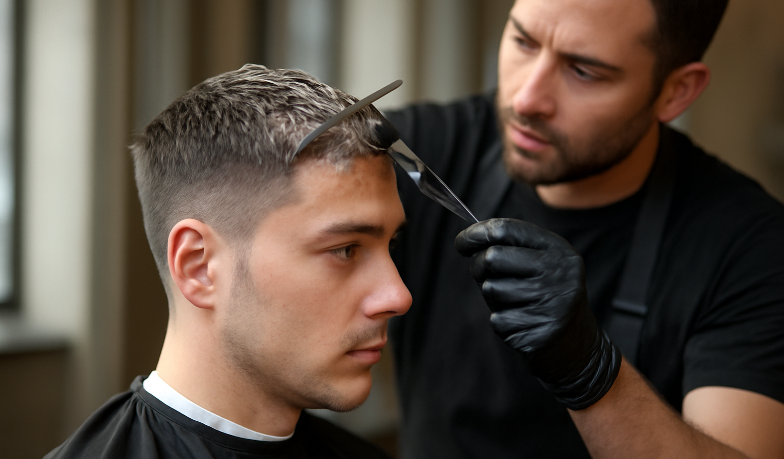 coiffeur peignant coupe courte masculine