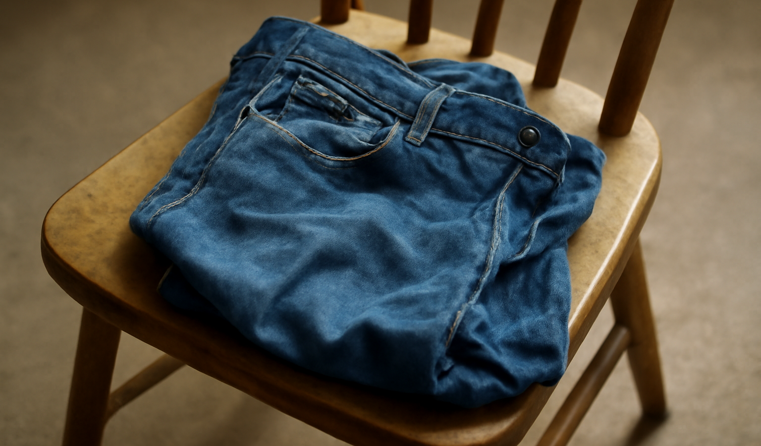 jean posé sur une chaise froissé