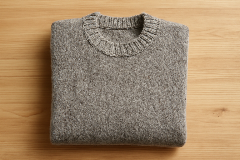 pull en laine recyclée posé plié