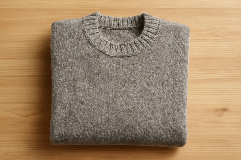 pull en laine recyclée posé plié