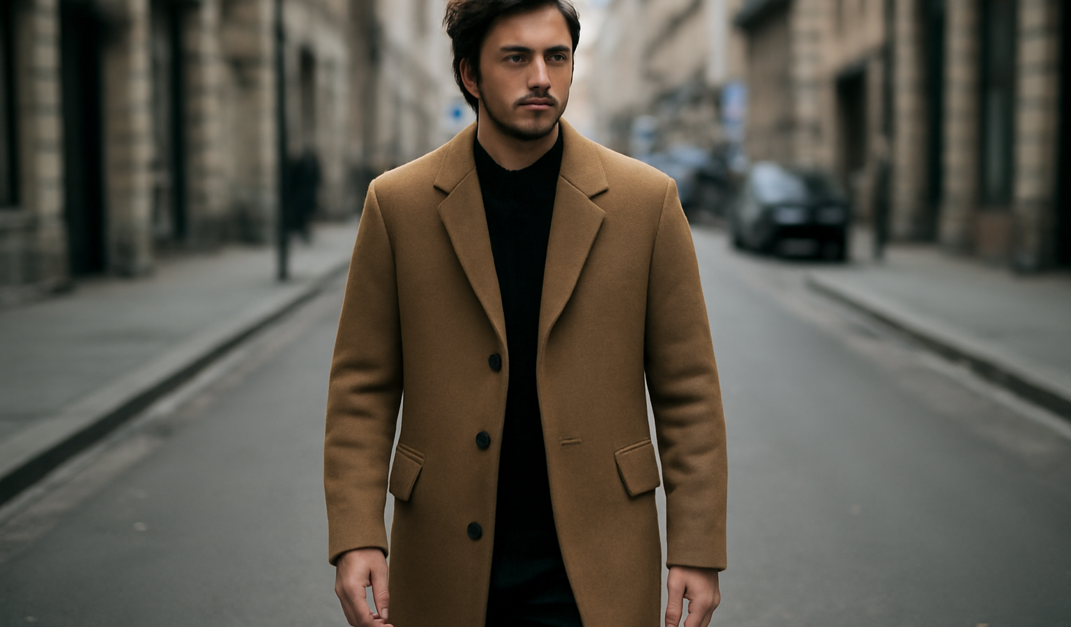 homme portant un manteau long dans la rue