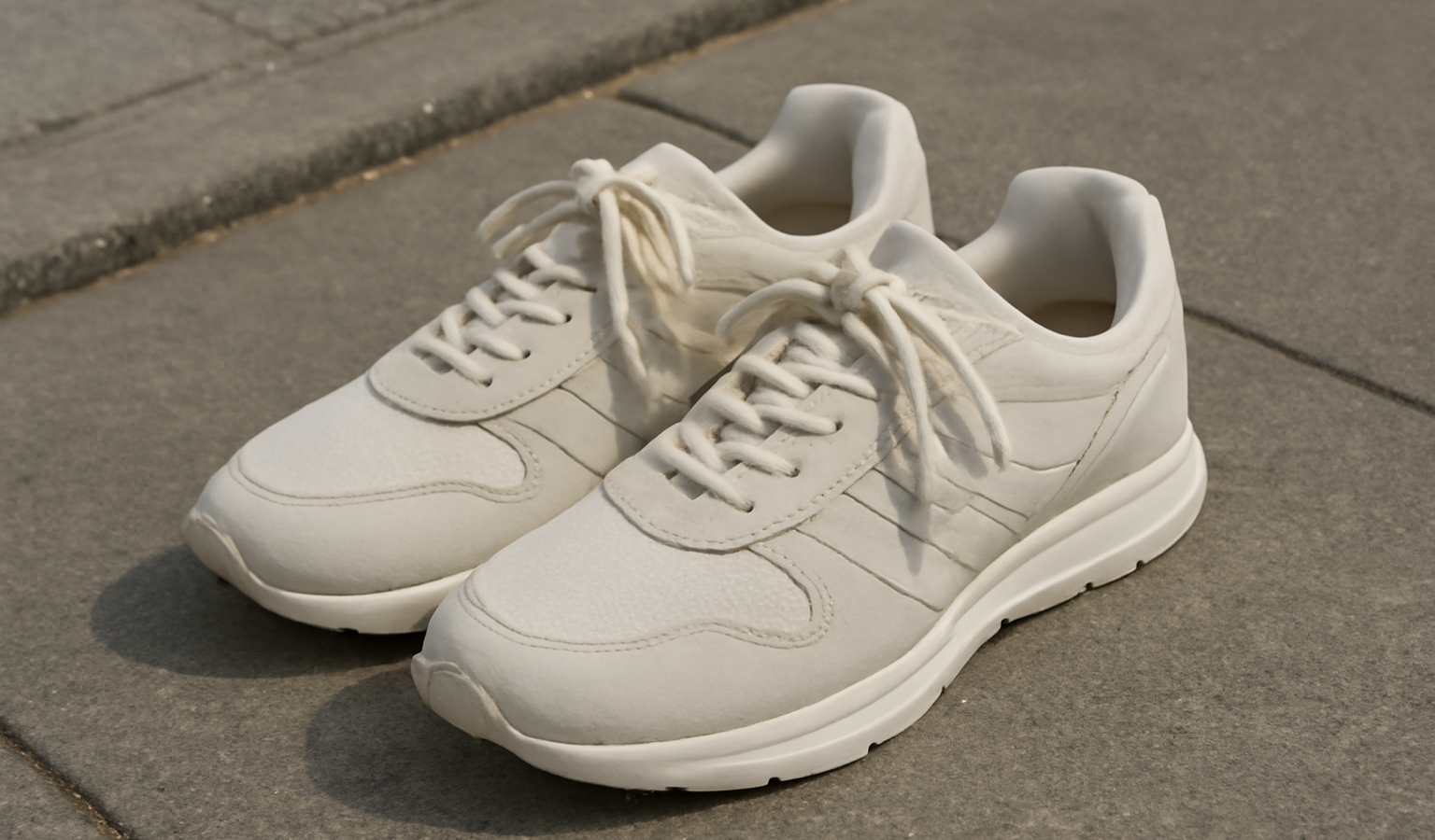 paire de baskets sport posée sur trottoir