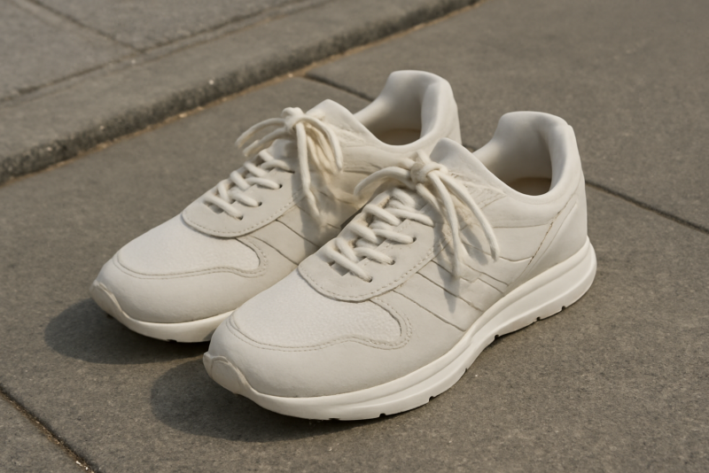 paire de baskets sport posée sur trottoir