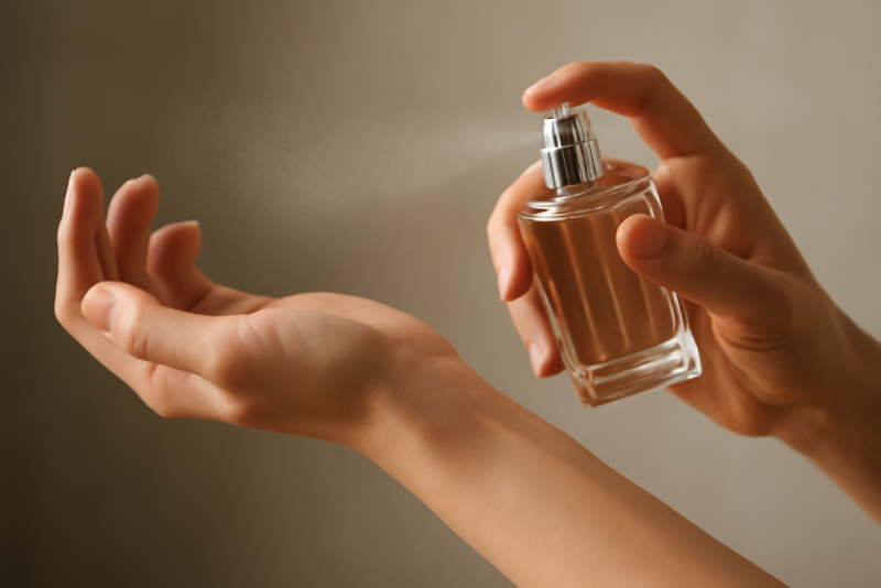 main vaporisant parfum sur poignet