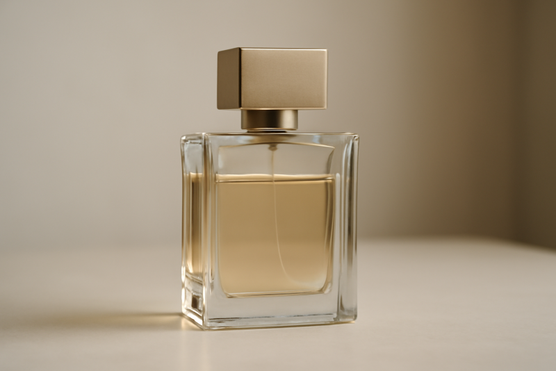flacon de parfum sur table epuree