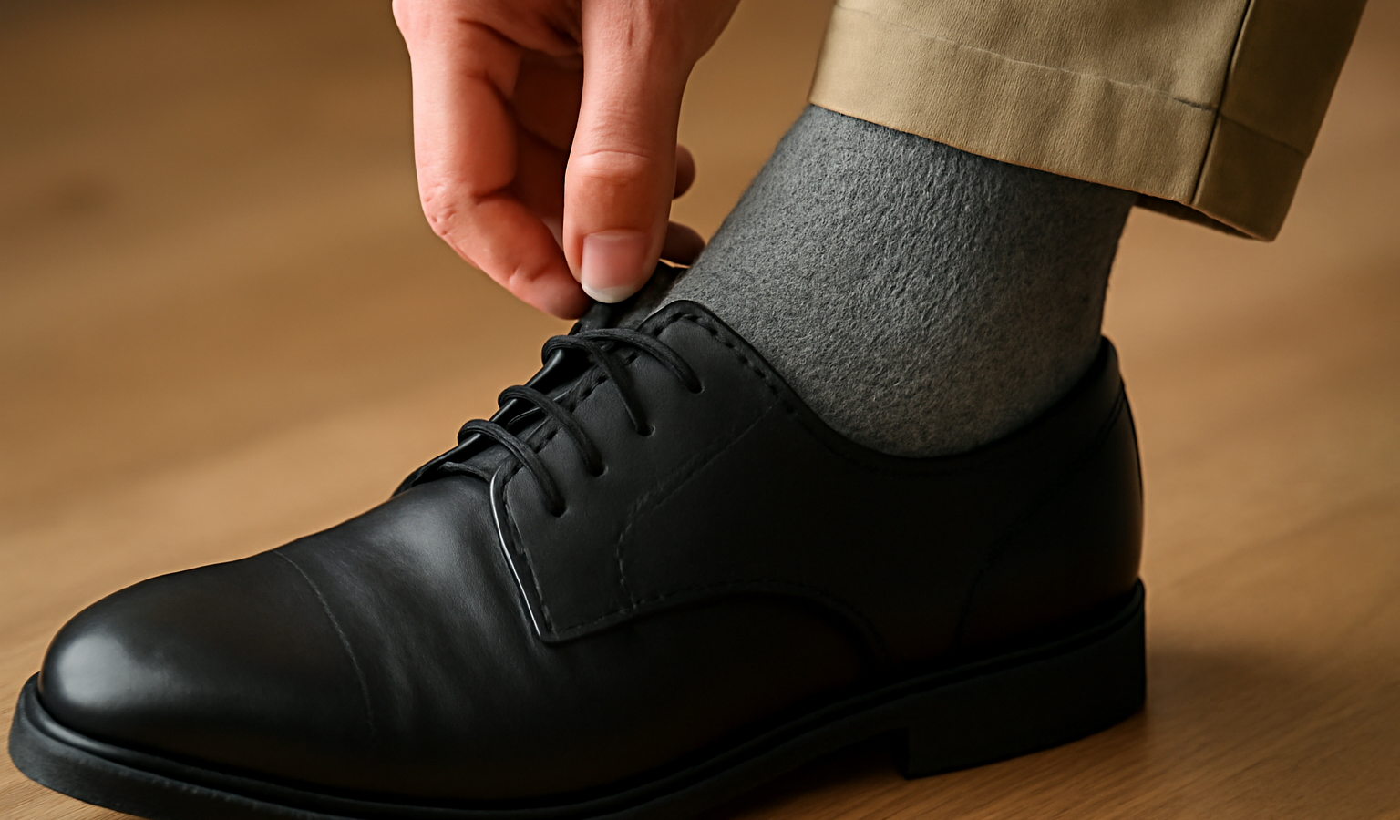 pied ajustant une chaussette dans une chaussure