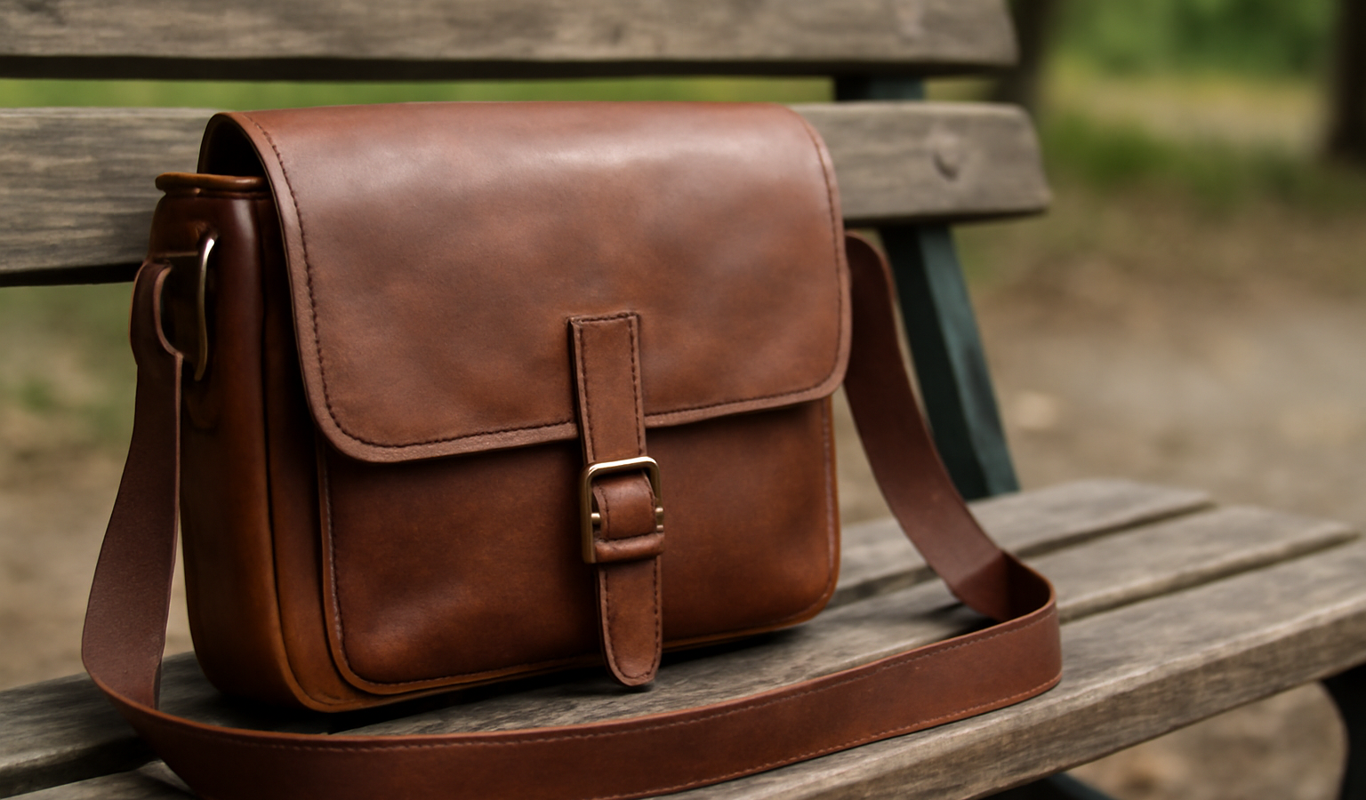 sac bandouliere pose sur un banc