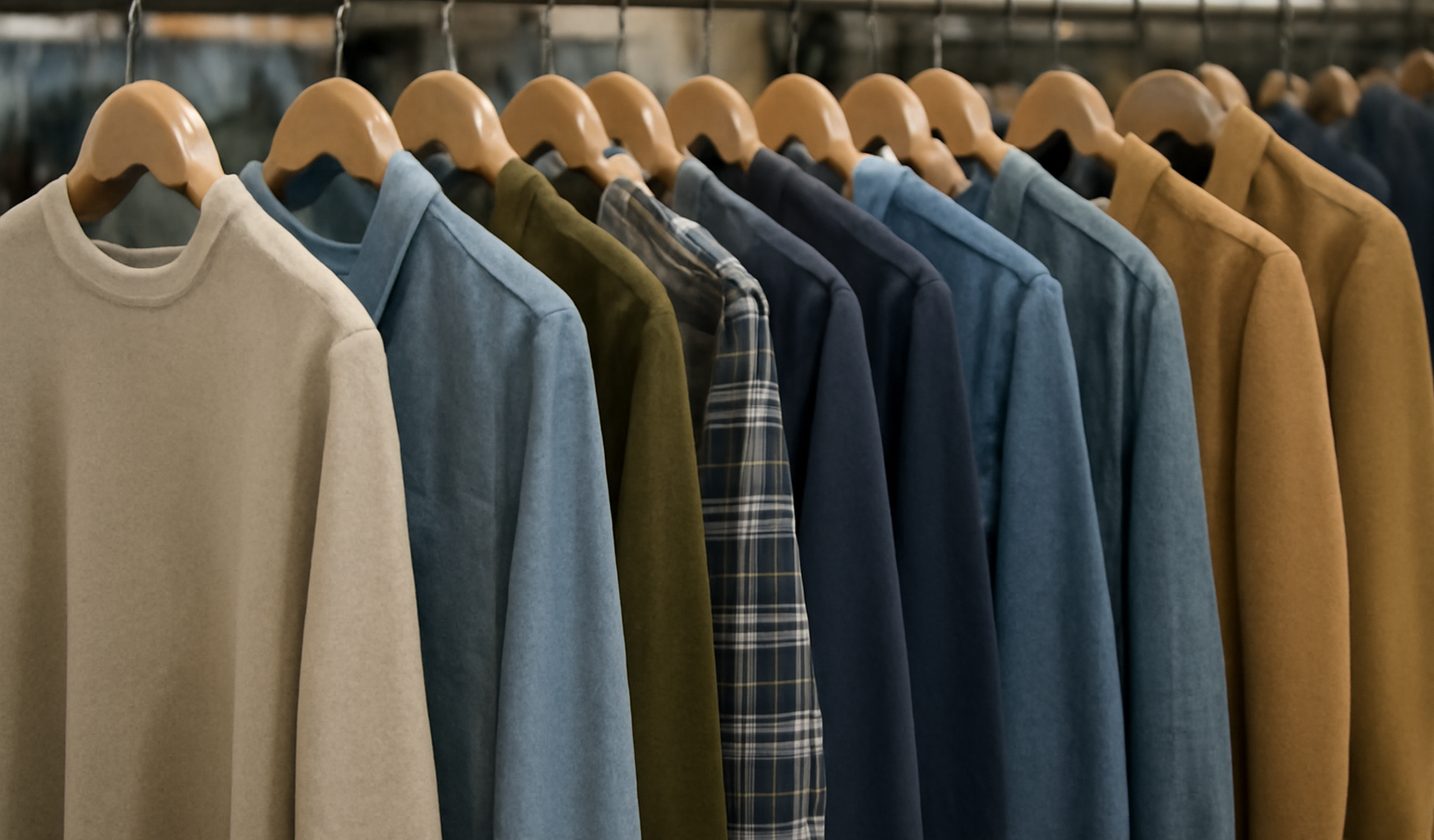 rayon de vêtements masculins suspendus