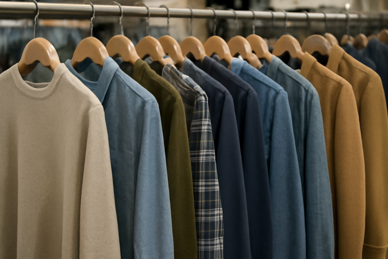 rayon de vêtements masculins suspendus