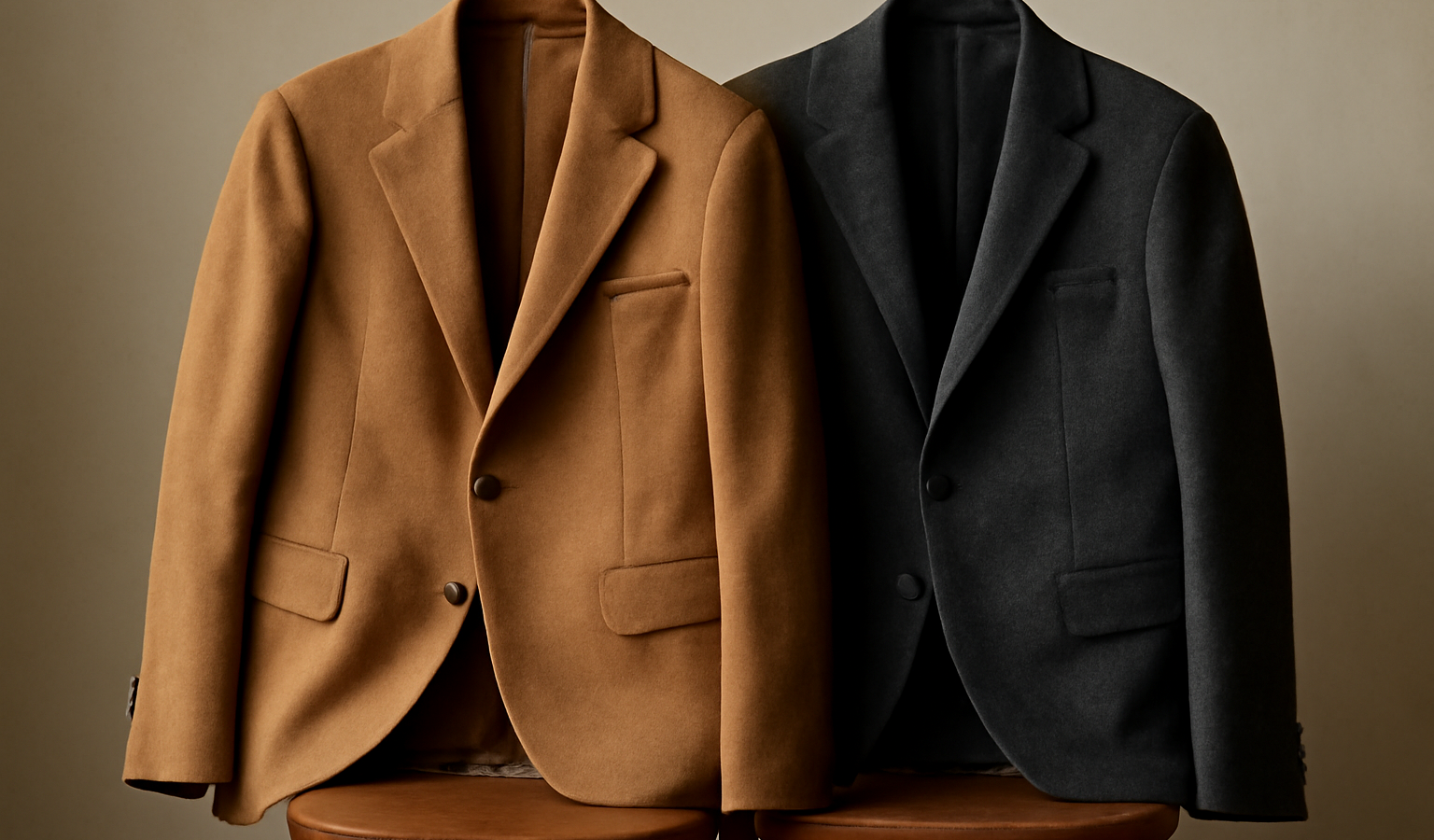 deux vestes posees cote a cote sur chaise