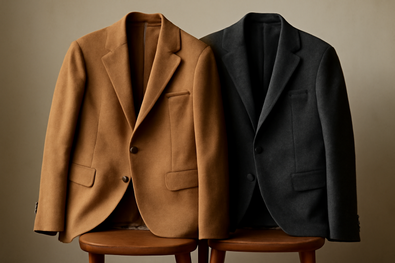 deux vestes posees cote a cote sur chaise