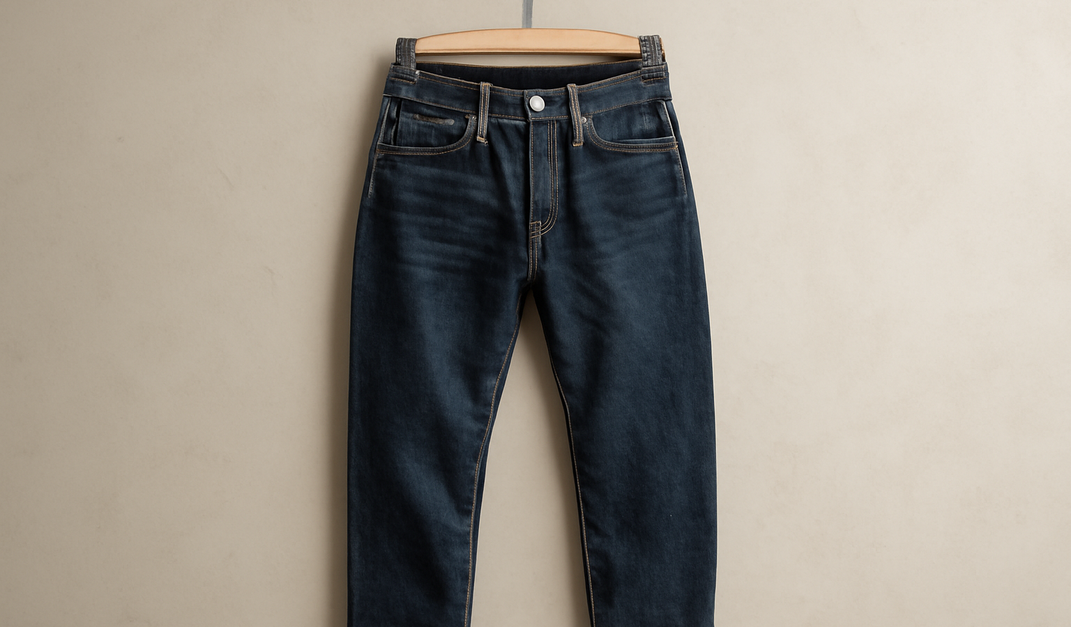 jean en denim brute accroche sur cintre