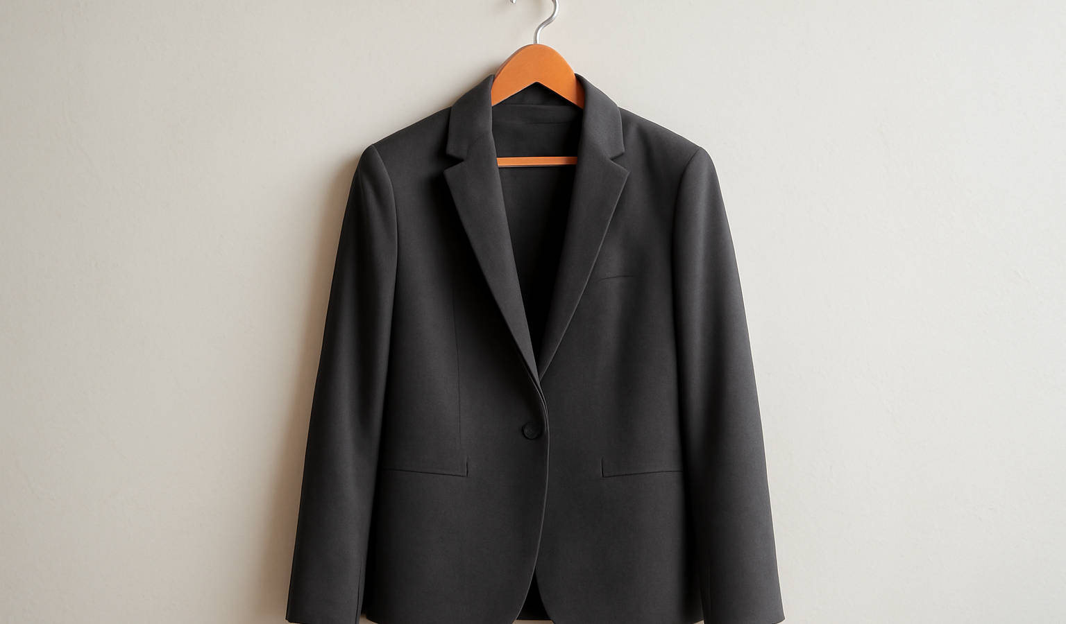 veste minimaliste suspendue sur cintre