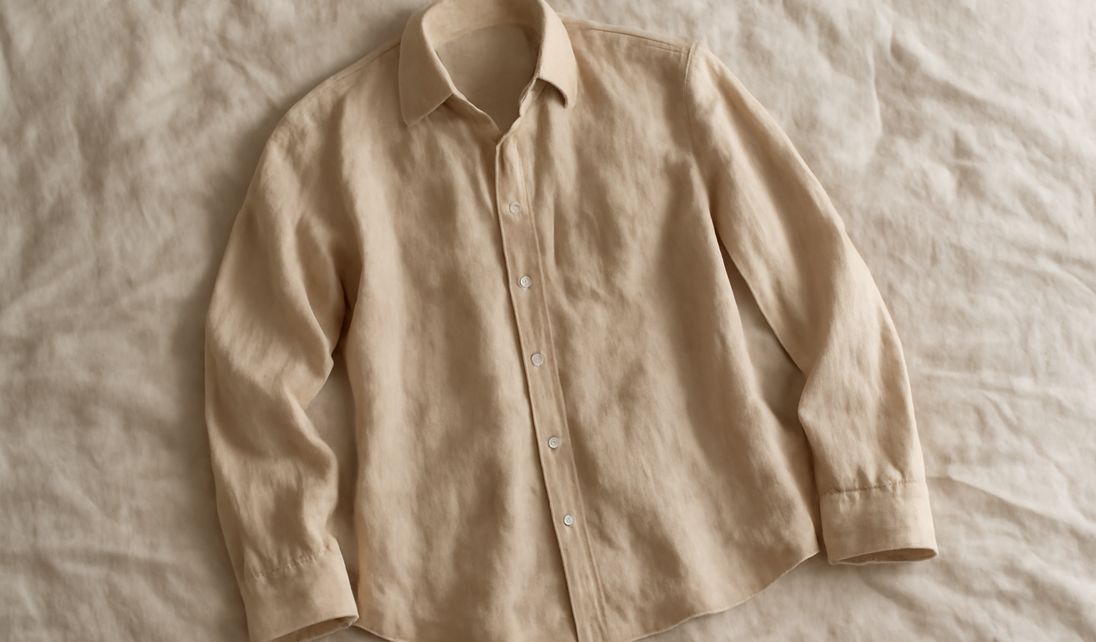 chemise légère posée sur lit en lin