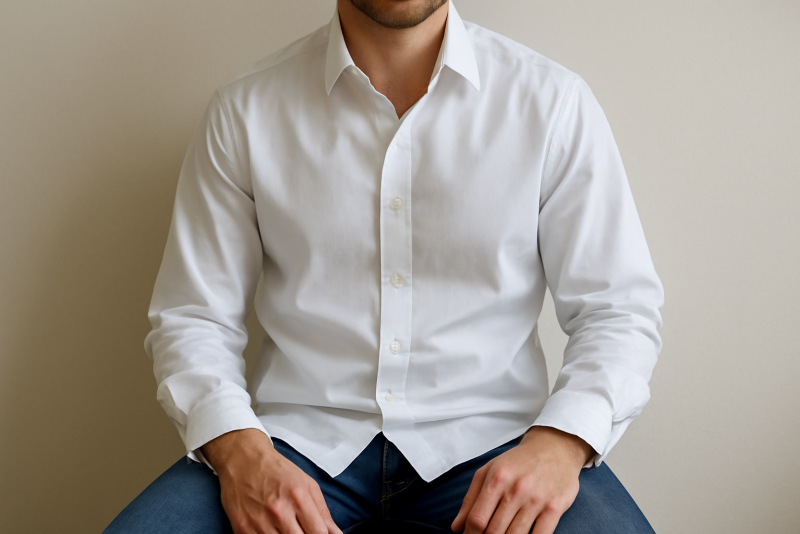 chemise sans repassage portee assise