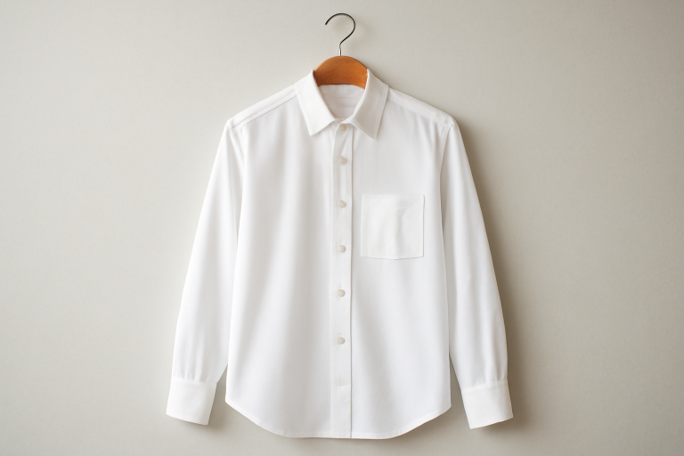 chemise blanche sur un cintre en bois