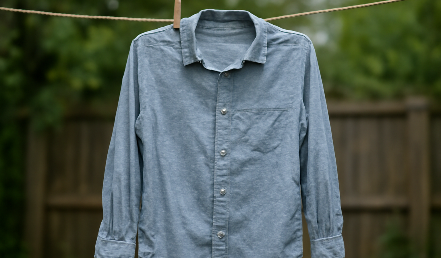 chemise humide accrochée à une corde à linge