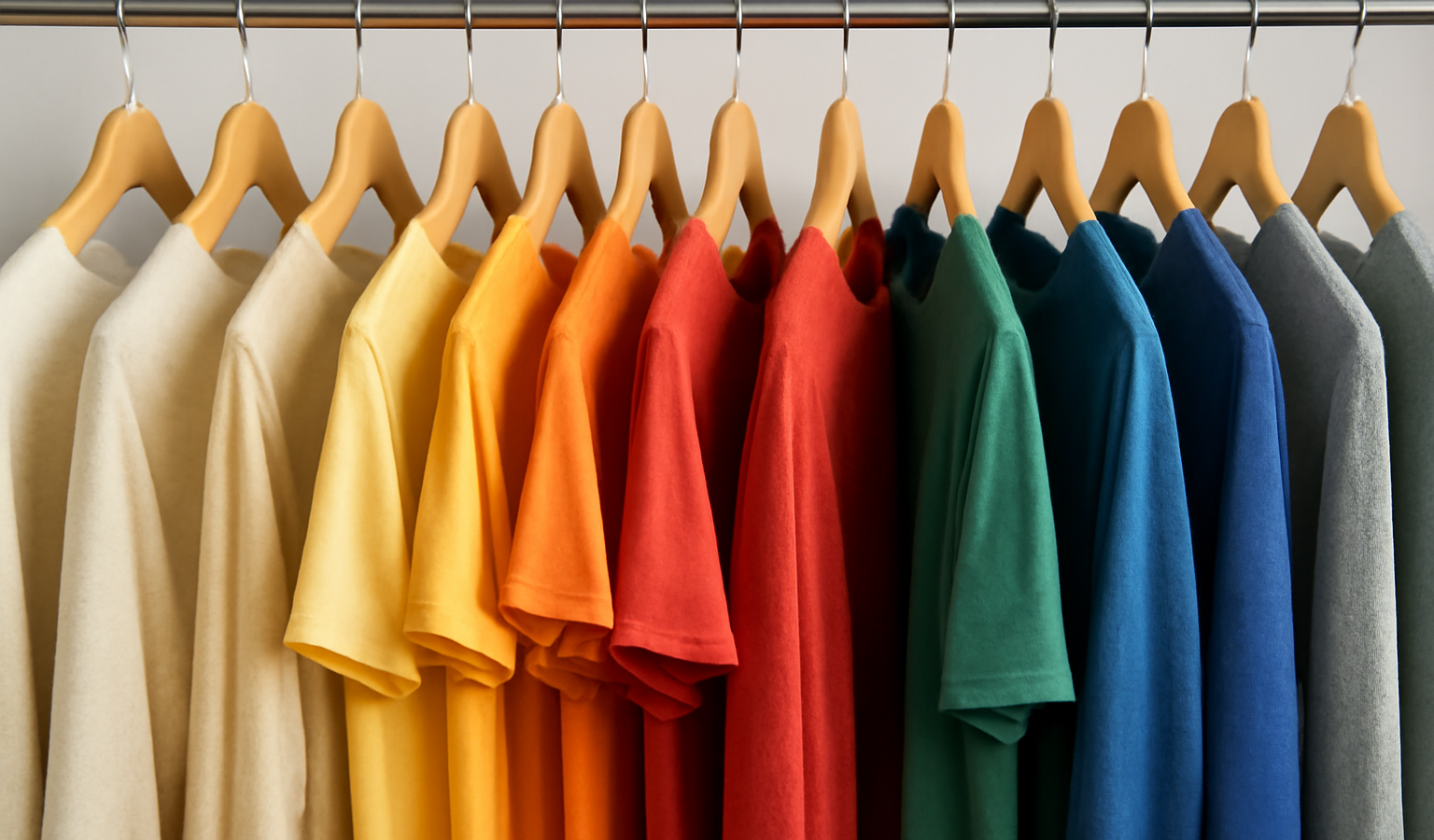 palette de vêtements disposés par couleur