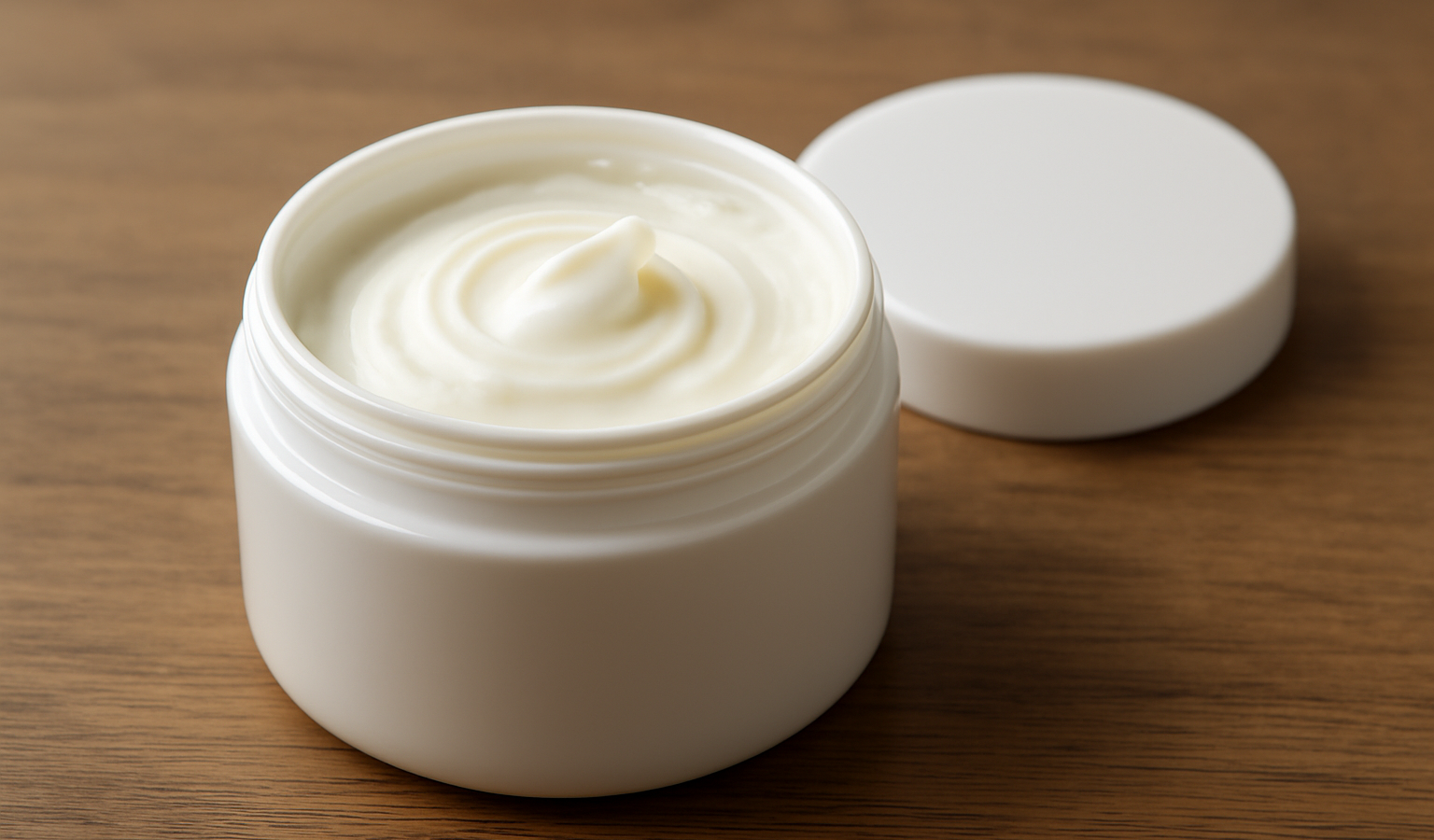 pot de crème générique ouvert sur table