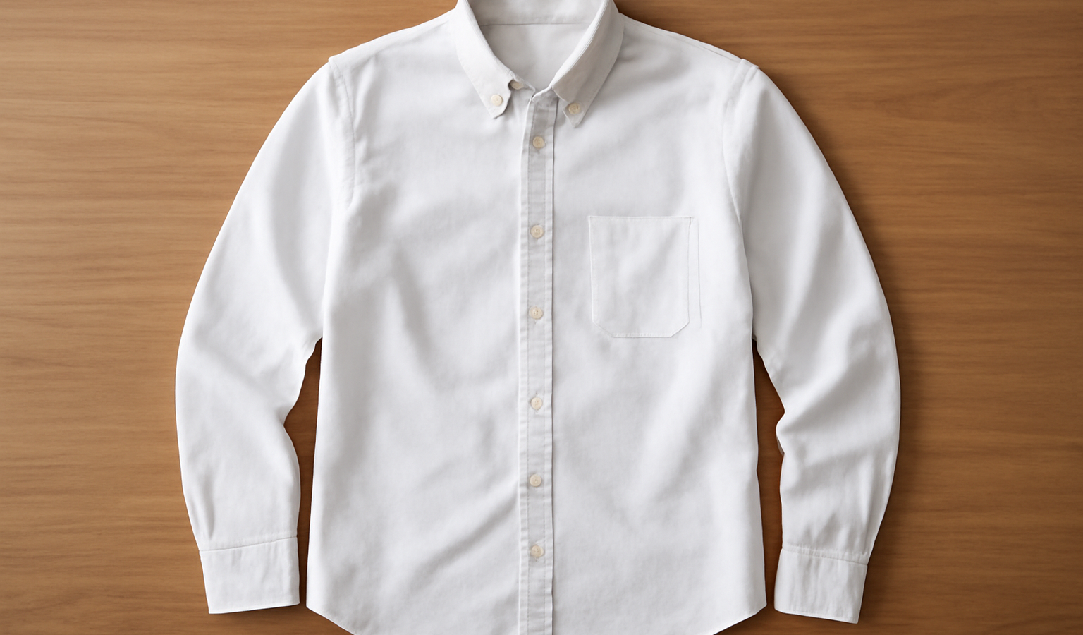 chemise oxford étendue sur une table propre