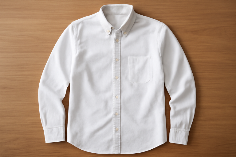 chemise oxford étendue sur une table propre