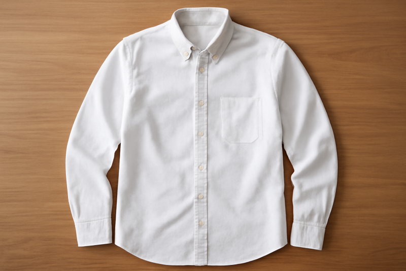 chemise oxford étendue sur une table propre
