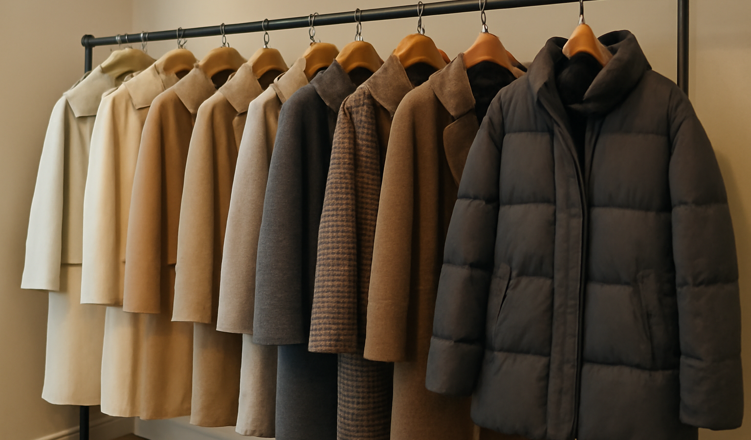 manteaux variés suspendus dans une boutique