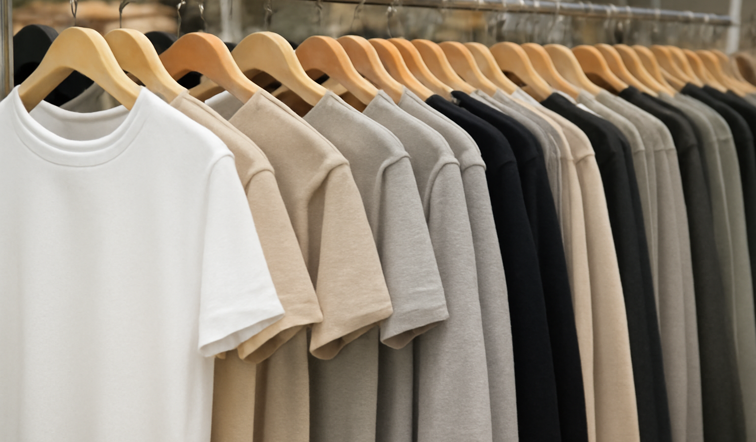 cintres avec vetements basiques dans magasin