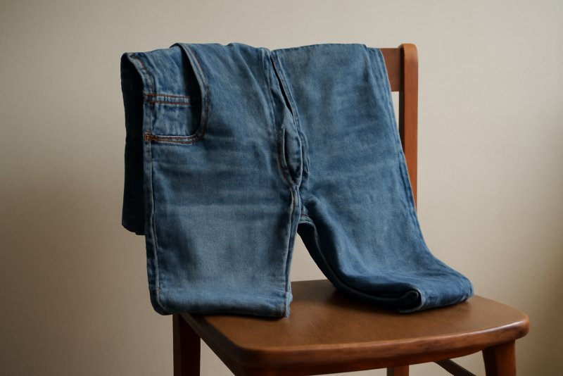 jean posé sur dossier de chaise