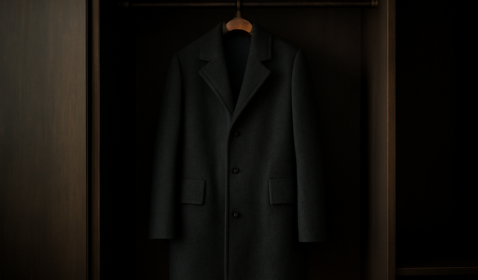 manteau accroché dans un placard sombre