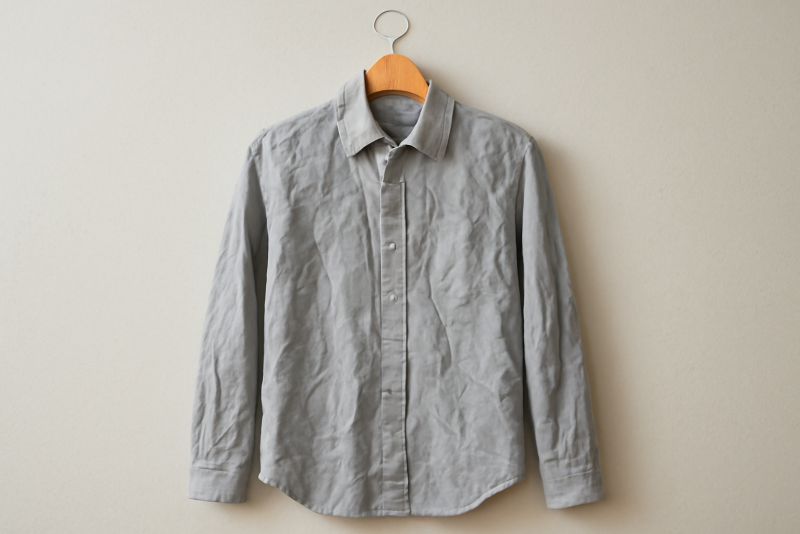 chemise froissée étendue sur un cintre